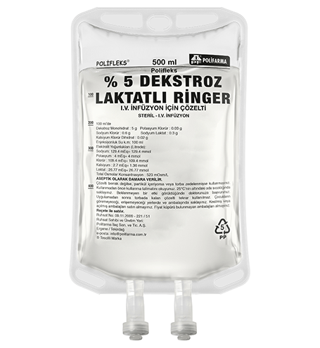 5 Dekstroz Laktatli Ringer Pvc 500 Mlsetsiz 19089