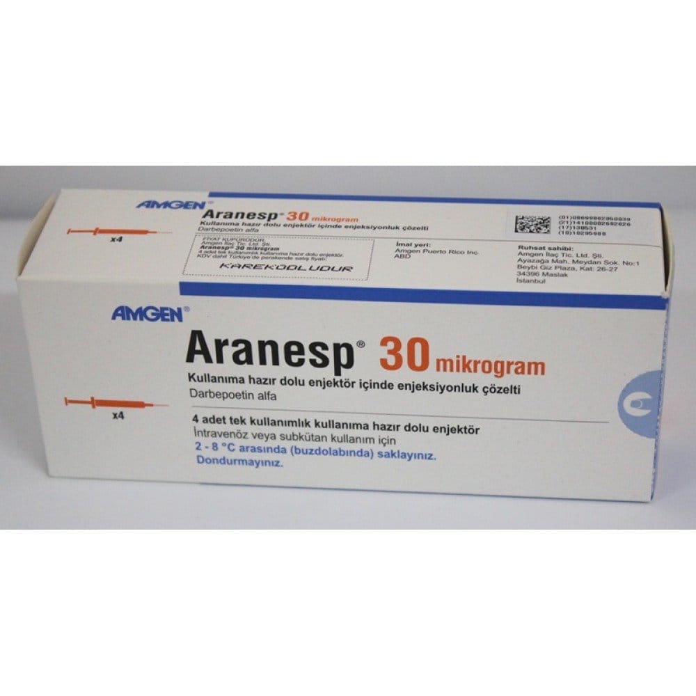 Aranesp 60 Mcg 4 Kullanıma Hazır Dolu Enjektör Icinde Enj. Çözelti 1 Aranesp 60 Mcg 4 Kullanima Hazir Dolu Enjektor Icinde Enj. Cozelti 19550