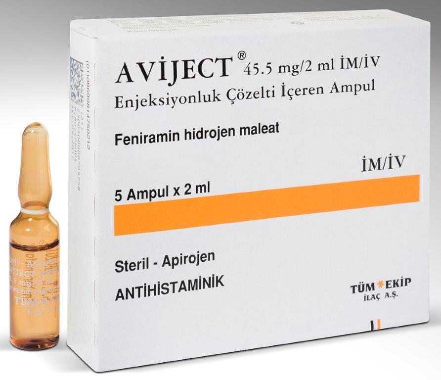Aviject 45,5 Mg/2 Ml Im/Iv 5 Ampul 1 Aviject 455 Mg 2 Ml Im Iv 5 Ampul 19703