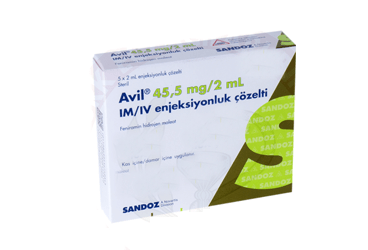 Avil 45,5 Mg/2 Ml Im/Iv Enjeksiyonluk Cozelti 1 Avil 455 Mg 2 Ml Im Iv Enjeksiyonluk Cozelti 19707