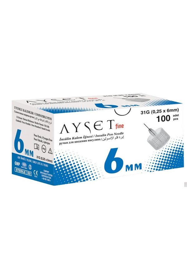 Aysetfine Insulin Kalem Ignesi 31G 0.25X6Mm 1 Aysetfine Insulin Kalem Ignesi 31G 0.25X6Mm 19727