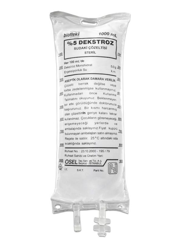 Biofleks %5 Dekstroz Izotonik Sodyum Klorur Sol (Pvc Torba) 1000 Ml Setsiz 1 Biofleks 5 Dekstroz Izotonik Sodyum Klorur Sol Pvc Torba 1000 Ml Setsiz 20020
