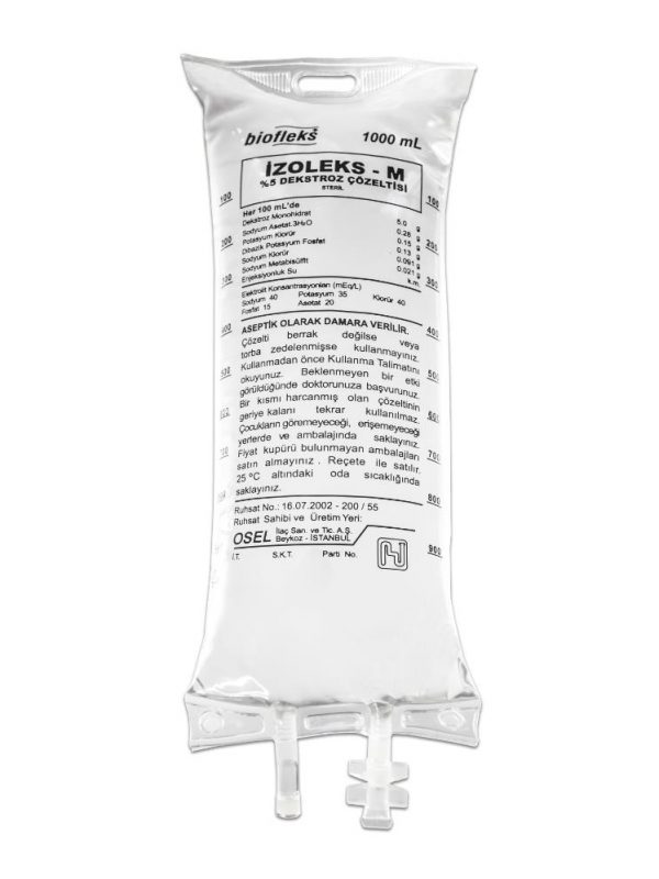 Biofleks Izoleks Dengeli Elektrolit Sol (Pvc Torba) 1000 Ml Setsiz 1 Biofleks Izoleks Dengeli Elektrolit Sol Pvc Torba 1000 Ml Setsiz 20044