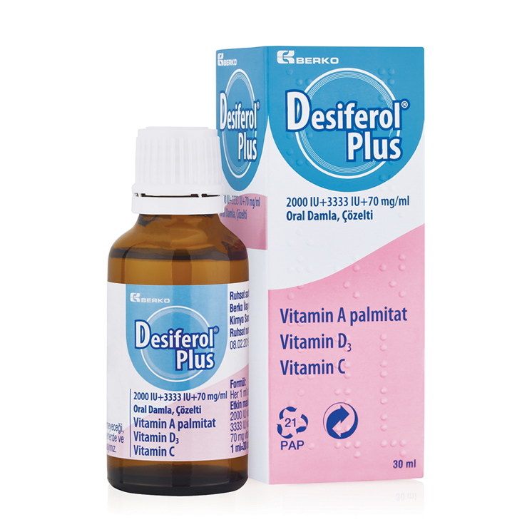 Desiferol Plus 2000 Iu+3333 Iu+70 Mg/Ml Oral Damla, Cozelti (30 Ml) 1 Desiferol Plus 2000 Iu3333 Iu70 Mg Ml Oral Damla Cozelti 30 Ml 20854