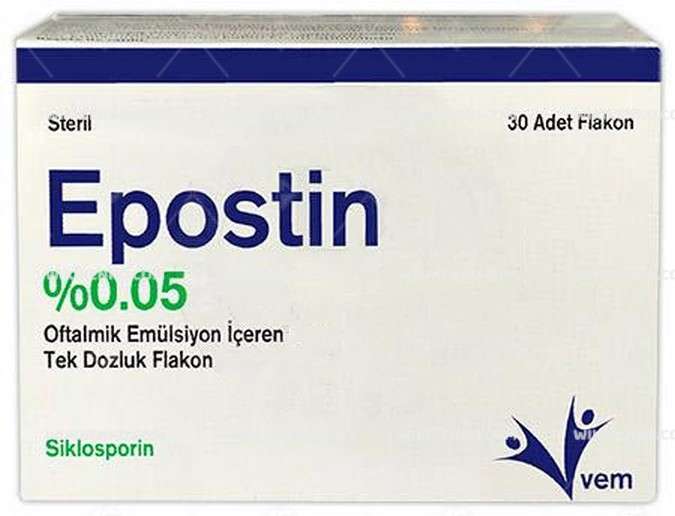 Epostin %0,05 Oftalmik Emulsiyon İçeren Tek Dozluk 30 Flakon 1 Epostin 005 Oftalmik Emulsiyon Iceren Tek Dozluk 30 Flakon 21419