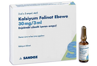 Kalsiyum Folinat Ebewe 30 Mg 3 Ml Enj. Coz. Iceren 5 Ampul 31050