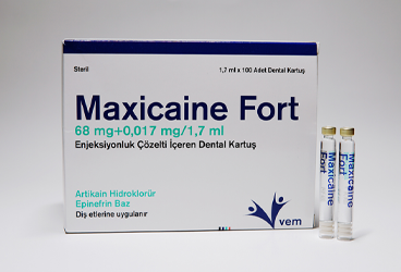 Maxicaine Fort 68 Mg 0.017 Mg 1.7 Ml Enjeksiyonluk Cozelti Iceren Dental Kartus100 Adet 31767