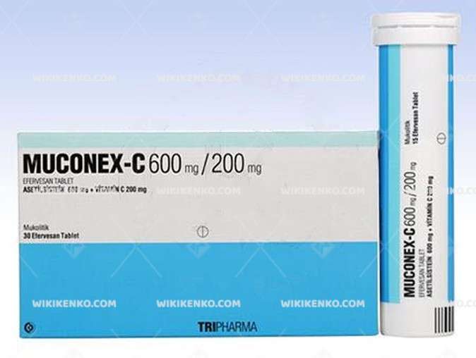 Muconex- C 600 Mg/200 Mg 30 Efervesan Tablet 1 Muconex C 600 Mg 200 Mg 30 Efervesan Tablet 23453