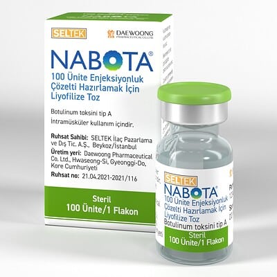 Nabota 100 Unite Enjeksiyonluk Cozelti Hazirlamak Icin Liyofilize Toz (1 Flakon) 1 Nabota 100 Unite Enjeksiyonluk Cozelti Hazirlamak Icin Liyofilize Toz 1 Flakon 23511