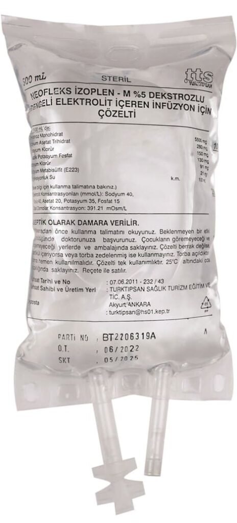 Neofleks Izoplen-M %5 Dekstrozlu Dengeli Elektrolit İçeren İnfüzyon İçin Çözelti 500 Ml (Setsiz) 1 Neofleks Izoplen M 5 Dekstrozlu Dengeli Elektrolit Iceren Infuzyon Icin Cozelti 500 Ml Setsiz 23677