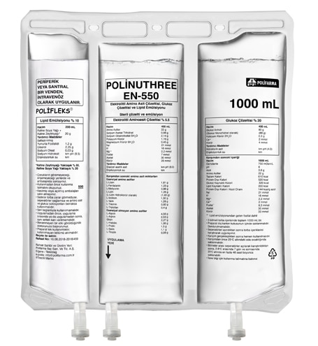 Oliclinomel N4-550E Infuzyonluk Elektrolitli Amino Asit Cozeltisi, Glukoz Cozeltisi, Lipid Emulsiyonu 1500 Ml 1 Oliclinomel N4 550E Infuzyonluk Elektrolitli Amino Asit Cozeltisi Glukoz Cozeltisi Lipid Emulsiyonu 1500 Ml 23981