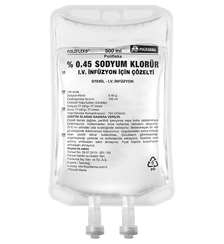 Polifleks %0,45 Sodyum Klorur Iv İnfüzyon İçin Çözelti 1000 Ml (Setsiz) 1 Polifleks 045 Sodyum Klorur Iv Infuzyon Icin Cozelti 1000 Ml Setsiz 24509