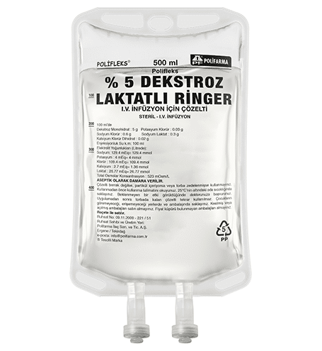 Polifleks 5 Dekstroz Laktatli Ringer Iv Infuzyon Icin Cozelti 500 Ml Torba Setli 24507