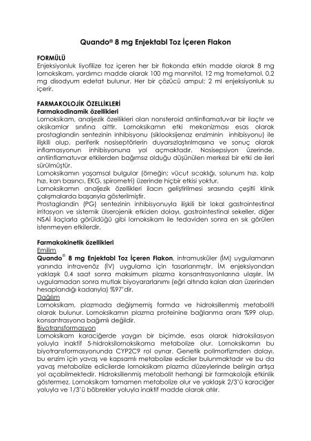 Quando 8 Mg Enjektabl Toz Iceren 1 Flakon 33779