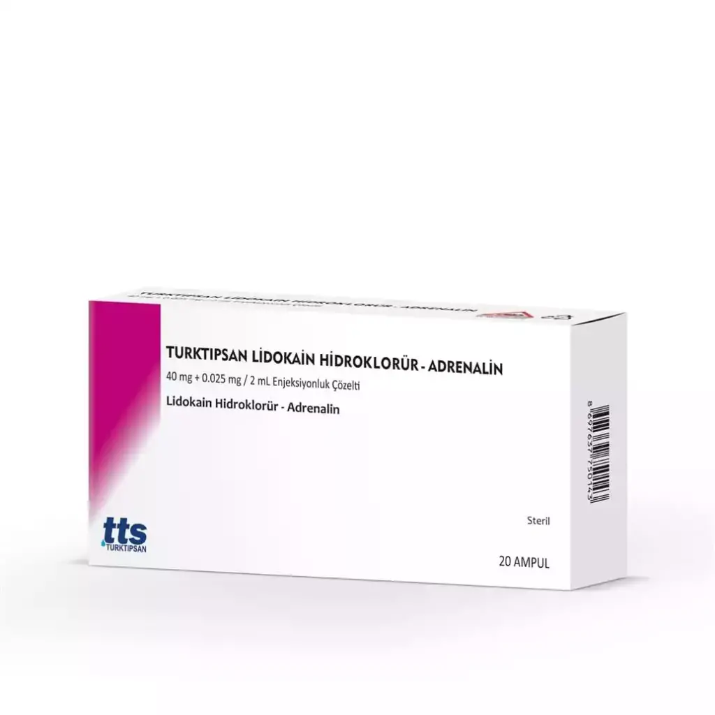 Turktipsan Lidokain Hidroklorur-Adrenalin 40 Mg+0.025 Mg / 2 Ml Enjeksiyonluk Cozelti ( 20 Ampul) 1 Turktipsan Lidokain Hidroklorur Adrenalin 40 Mg0.025 Mg 2 Ml Enjeksiyonluk Cozelti 20 Ampul 26100