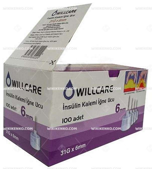 Willcare Insulin Kalem Ucu İgnesi̇ 31G 6 Mm 1 Willcare Insulin Kalem Ucu Ignesi 31G 6 Mm 35784